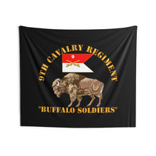 Load image into Gallery viewer, Indoor Wall Tapestries - Army - 9th Cavalry Regiment - Buffalo Soldiers w 9th Cav Guidon