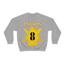 Load image into Gallery viewer, Unisex Heavy Blend Crewneck Sweatshirt - Army - PSYOPS w Branch Insignia - 8th Battalion Numeral - Line X 300 - Hat