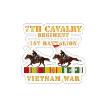 Load image into Gallery viewer, Die-Cut Stickers - 1st Battalion, 7th Cavalry Regiment - Vietnam War with 2 Cavalry Riders and Vietnam Service Ribbons