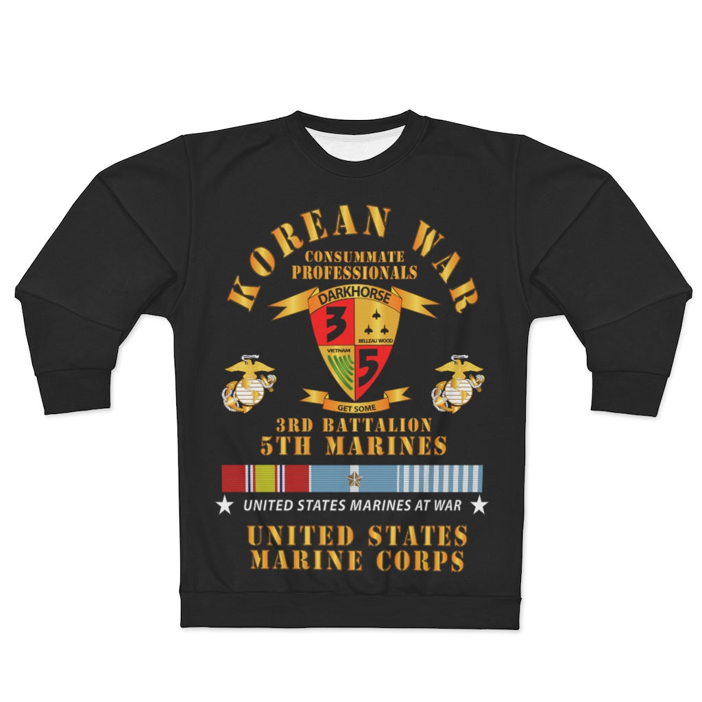 AOP Unisex Sweatshirt - USMC - Korean War - 3rd Bn, 5th Marines w KOREA SVC