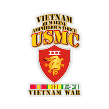 Load image into Gallery viewer, Kiss-Cut Stickers - USMC - III MAF - VIetnam War w 1 row VN SVC Ribbons