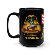Load image into Gallery viewer, Black Mug 15oz - 502nd Military Police (MP) Company - 2nd Armored Division - Hell on Wheels - Fort Hood, TX with Humvee