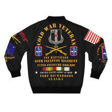 Load image into Gallery viewer, AOP Bomber Jacket - Army - 1st Bn 60th Infantry ("Go Devils"), 72nd Infantry Bde Ft. Richardson, AK with Cold War Ribbons