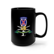 Load image into Gallery viewer, Black Mug 15oz - Army - 10th Mountain Division - SSI w Ski Branch - Ribbon X 300