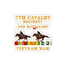 Load image into Gallery viewer, Die-Cut Stickers - 2nd Battalion, 7th Cavalry Regiment - Vietnam War with 2 Cavalry Riders and Vietnam Service Ribbons