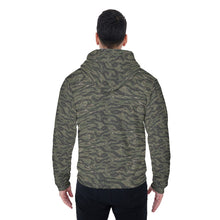 Load image into Gallery viewer, All-Over Print Men's Sherpa Fleece Zip Up Hoodie - Tiger Stripe Camouflage