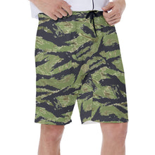 Load image into Gallery viewer, All-Over Print Men's Beach Shorts - Tiger Stripe Jungle Camouflage
