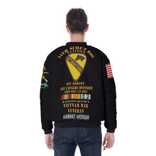 Load image into Gallery viewer, AOP Men's Bomber Jacket - Vietnam Veteran - 34th Scout Dog Platoon, 1st Cavalry Div - SFC Dobson/SAM