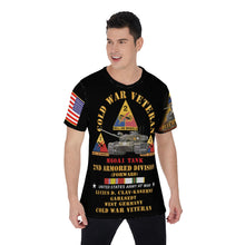 Load image into Gallery viewer, All-Over Print Men's O-Neck T-Shirt - Cold War Vet - 2nd Armored Division - Lucius D. Clay Kaserne, Garlstedt, Germany - M60A1 Tank w COLD SVC X 300
