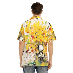 Painted Tree - Silly Cat - All-Over Print Men's Hawaiian Shirt With Button Closure