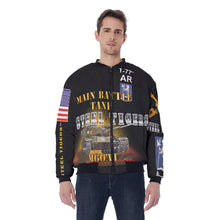 Load image into Gallery viewer, All-Over Print Men's Bomber Jacket - TF 1/77AR - 1st Battalion, 77th Armor, "Steel Tigers"