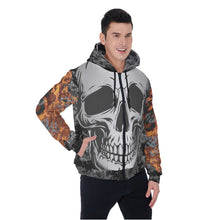 Load image into Gallery viewer, All-Over Print Men's Sherpa Fleece Zip Up Hoodie - Skull on Fire