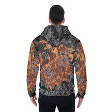 Load image into Gallery viewer, All-Over Print Men's Sherpa Fleece Zip Up Hoodie - Skull on Fire