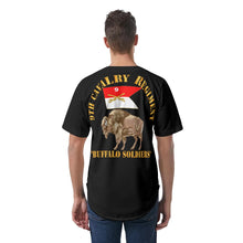 Load image into Gallery viewer, All-Over Print Men's Short Sleeve Baseball Jersey - 9th Cavalry "Buffalo Soldiers" with Guidon and B