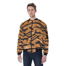 Load image into Gallery viewer, All-Over Print Men's Bomber Jacket - Vietnam Tiger Stripe Orange X 300