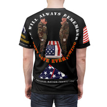Load image into Gallery viewer, All Over Printing - We Will Always Remember - We will never forget - Folded Flag - A Grateful Nation Thanks You
