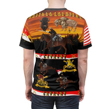 Load image into Gallery viewer, All Over Printing - Army - 9th Cavalry - 10th Cavalry Regiments - Buffalo Soldiers w Cavalrymen & Guidons in Western Sunset