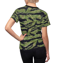 Load image into Gallery viewer, Women's AOP Cut & Sew Tee - Vietnam Military Tiger Stripe Jungle Camouflage