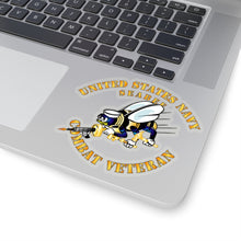 Load image into Gallery viewer, Kiss-Cut Stickers - Navy - Seabee - Combat Veteran - No Shadow