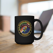 Load image into Gallery viewer, Black Mug 15oz - Army - Ranger Regiment Veteran - Scroll - DUI