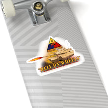 Load image into Gallery viewer, Kiss-Cut Stickers - Army - 2nd Armored Division - M1A1 Tank - Hell on Wheels w Fire X 300