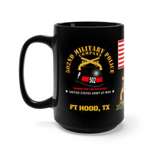 Load image into Gallery viewer, Black Mug 15oz - 502nd Military Police (MP) Company - 2nd Armored Division - Hell on Wheels - Fort Hood, TX - ''Honor Pro Militibus''
