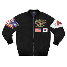 Load image into Gallery viewer, Men's AOP Bomber Jacket - Black Shirt with Korea Dragon and Flags