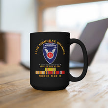 Load image into Gallery viewer, Black Mug 15oz - Army - 11th Airborne Division - Raid at Los Baños - WWII w PAC SVC