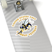 Load image into Gallery viewer, Kiss-Cut Stickers - Navy - Seabee - Combat Veteran - No Shadow