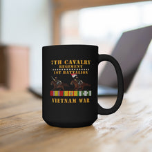 Load image into Gallery viewer, Black Mug 15oz - Army - 1st Battalion, 7th Cavalry Regiment - Vietnam War wt 2 Cav Riders and VN SVC X300