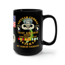 Load image into Gallery viewer, Black Mug 15oz - Army - 101st Airborne Division, "Screaming Eagles" Vietnam Veteran with Jumpmaster Wings - SFC Marcos Valdezate