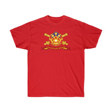 Load image into Gallery viewer, Unisex Ultra Cotton Tee - Army - 57th Artillery Brigade - Distinctive Unit Insignia (DUI) and Shoulder Patch (SSI) with Artillery Branch and Ribbon