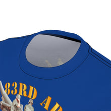 Load image into Gallery viewer, Unisex All Over Print - Army - 2nd Bn 83rd Artillery Babenhausen Germany w COLD SVC - Front w M110 Firing Back - Dark Blue
