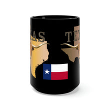 Load image into Gallery viewer, Black Mug 15oz - Texas - Rattler Skin -Texas State Map w Longhorn