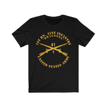 Load image into Gallery viewer, Unisex Jersey Short Sleeve Tee - 1st Battalion, 41st Infantry Regiment "Dragoons" - Full Front - Full Back