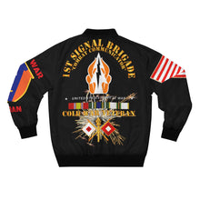 Load image into Gallery viewer, Men's AOP Bomber Jacket - Army - Cold War Veteran - 1st Signal Brigade, Camp Humphreys, Korea with Cold War Service Ribbons