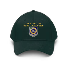 Load image into Gallery viewer, Army - 1st Bn 41st Infantry - DUI X 300 - Hat - Unisex Twill Hat - Direct to Garment (DTG) Printed