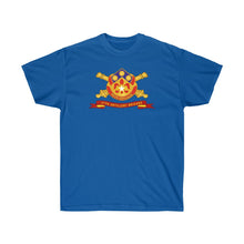 Load image into Gallery viewer, Unisex Ultra Cotton Tee - Army - 57th Artillery Brigade - Distinctive Unit Insignia (DUI) and Shoulder Patch (SSI) with Artillery Branch and Ribbon