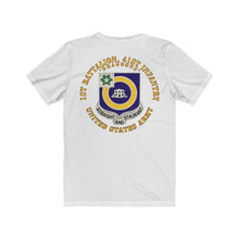 Load image into Gallery viewer, Unisex Jersey Short Sleeve Tee - 1st Battalion, 41st Infantry Regiment "Dragoons" - Full Front - Full Back