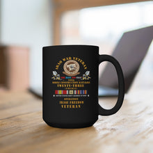 Load image into Gallery viewer, Black Mug 15oz - USN - Iraq War Vet - NMCB 23 OIF w IRAQ SVC X 300
