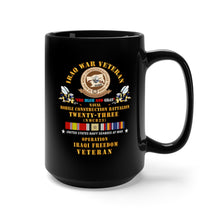 Load image into Gallery viewer, Black Mug 15oz - USN - Iraq War Vet - NMCB 23 OIF w IRAQ SVC X 300