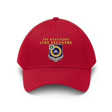 Load image into Gallery viewer, Unisex Twill Hat - 1st Battalion, 41st Infantry Regiment with Unit Crest - Direct to Garment (DTG) - Printed