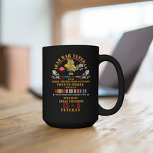 Load image into Gallery viewer, Black Mug 15oz - USN - Iraq War Vet - NMCB 23 OIF 11-2 - Signs w IRAQ SVC X 300