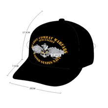 Load image into Gallery viewer, Seabee Combat Warfare Spec Badge - EM w Color Bee w Txt - Adult Adjustable Classic Baseball Cap