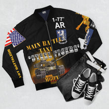 Load image into Gallery viewer, Men's AOP Bomber Jacket - TF 1/77AR - 1st Battalion, 77th Armor, "Steel Tigers" with M60 Main Battle Tank