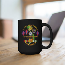 Load image into Gallery viewer, Black Mug 15oz - USMC - Vietnam Combat Vet w 1st Marine Regt w BNs w CAR VN SVC