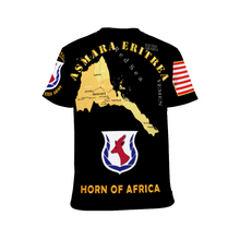 Load image into Gallery viewer, AOP - Army - Kagnew Station with Map Asmara Eritrea - Front /Back - L/R Sleeve T-Shirt