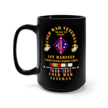 Load image into Gallery viewer, Black Mug 15oz - USMC - Cold War Vet - 1st Marines w COLD SVC X 300