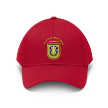 Load image into Gallery viewer, Unisex Twill Hat - 1st Special Forces Group (SFG) (Airborne) Flash with Crest with Text - Direct to Garment (DTG) - Printed