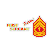 Load image into Gallery viewer, Kiss-Cut Stickers - USMC - E8 - First Sergeant (1SG) - Retired X 300